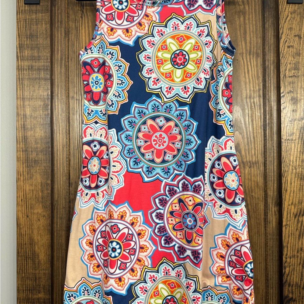 Colorful Mandala Pattern Sleeveless Dress